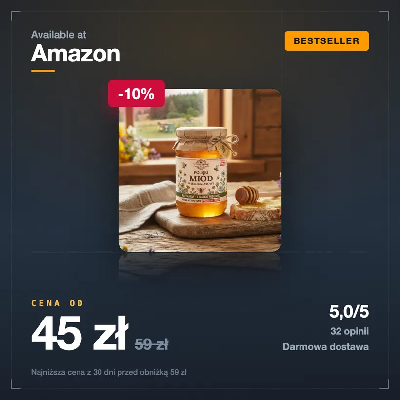 Kreacja produktowa miodu dla Amazon
